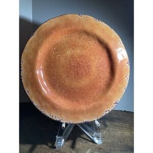 Pier 1 One Carmelo Crackle Finish 9" Plates Lot Of 4 Orange Rust Plastic Type